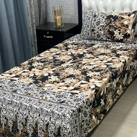 Vibrant Printed Crystal Cotton Single Bedsheet Set - 2Pcs