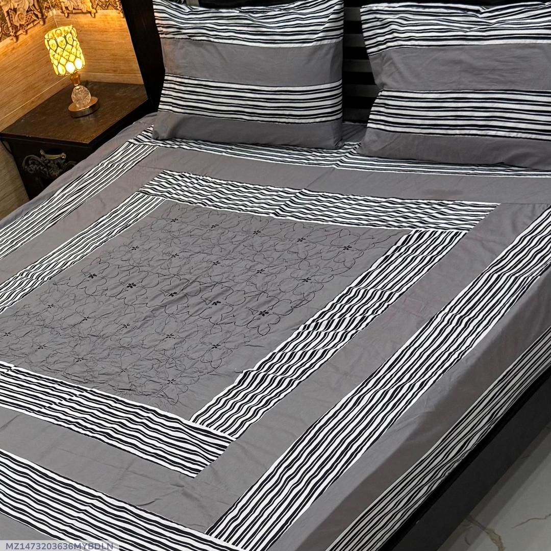 3 Pcs Cotton Sotton Patchwork Double Bedsheet