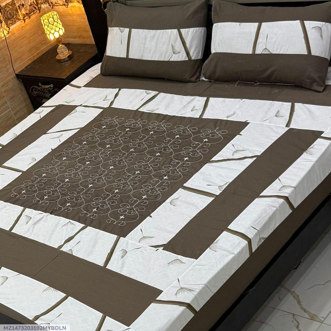 3 Pcs Cotton Sotton Patchwork Double Bedsheet