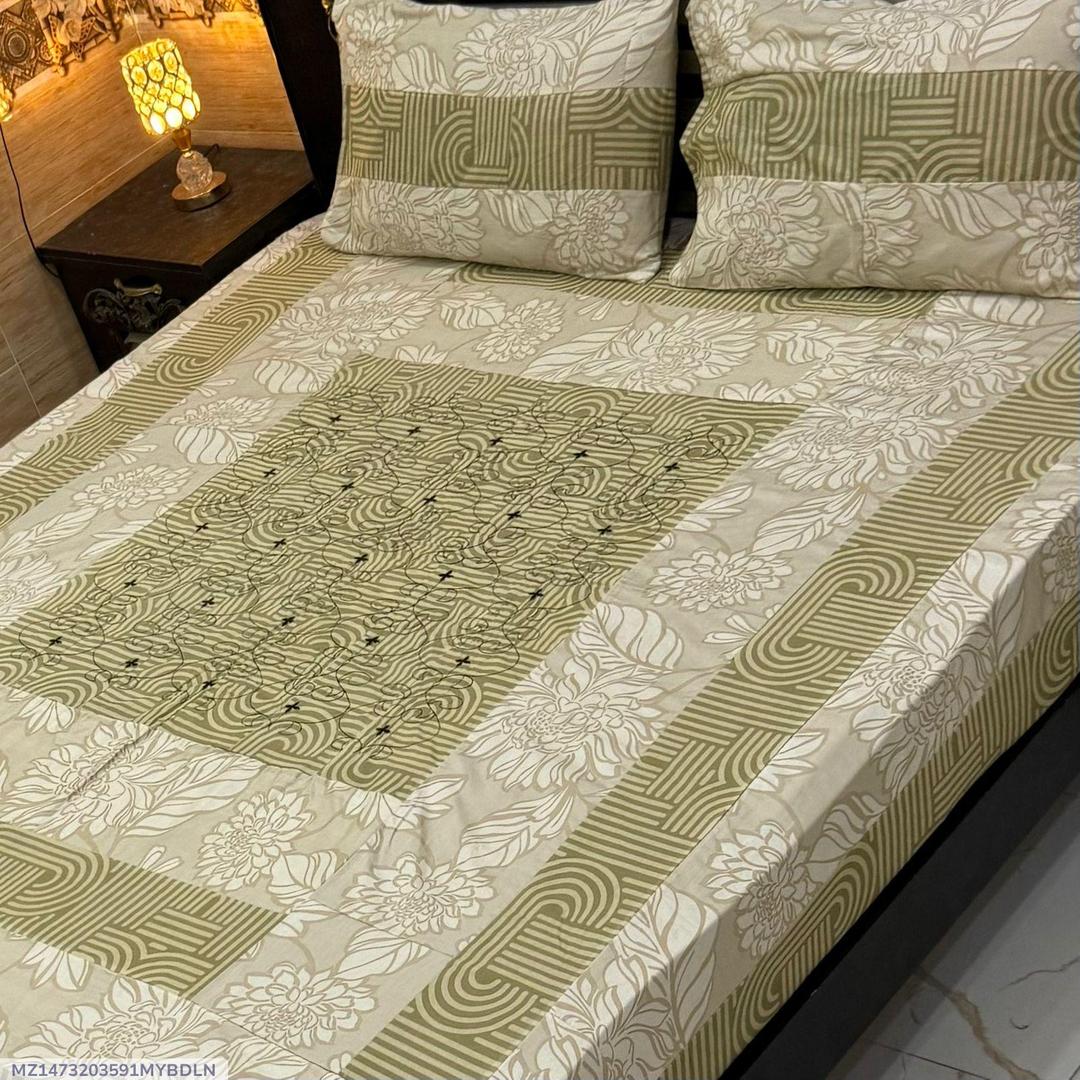 3 Pcs Cotton Sotton Patchwork Double Bedsheet