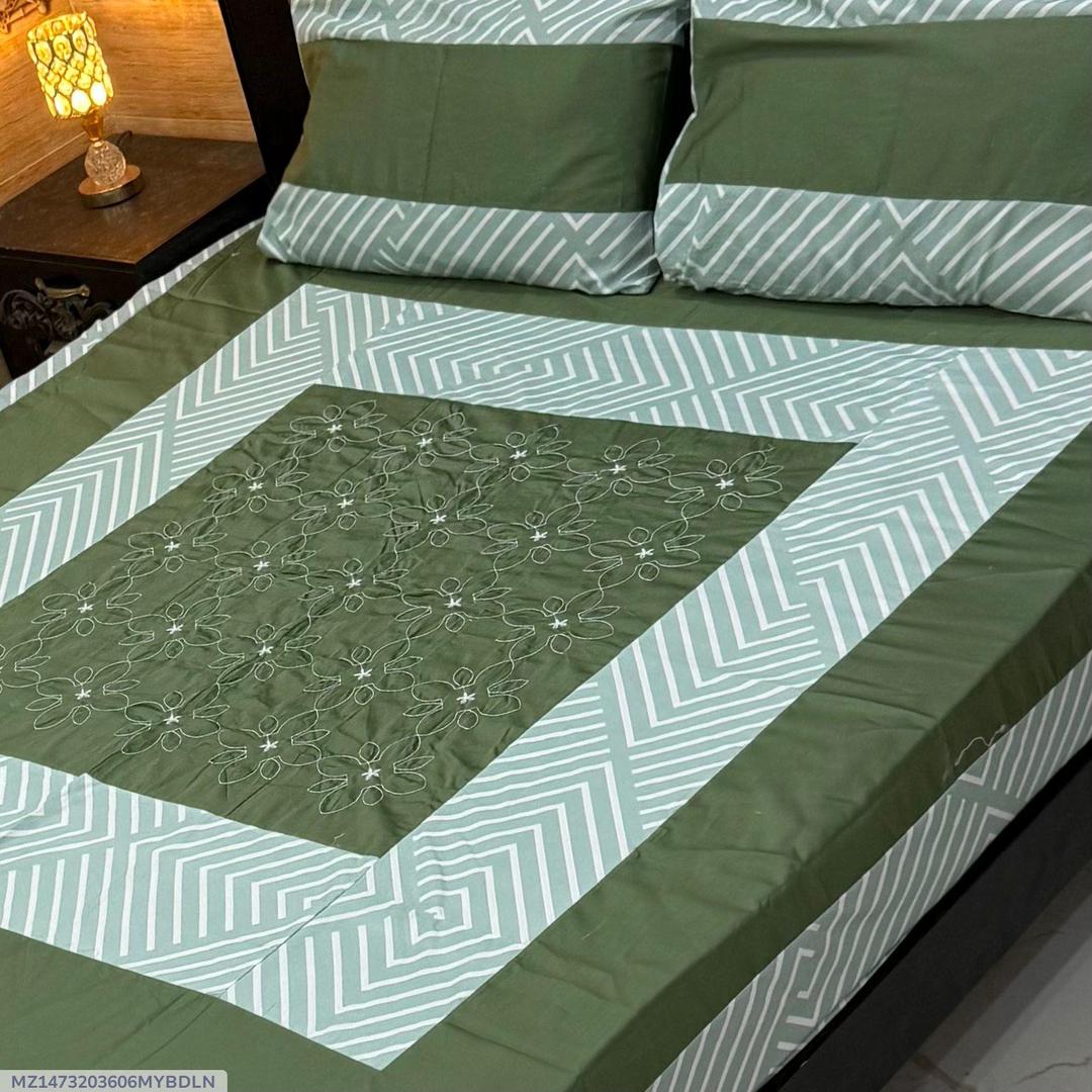 3 Pcs Cotton Sotton Patchwork Double Bedsheet