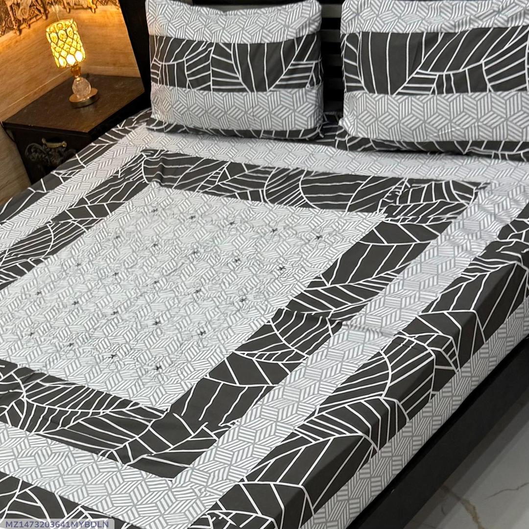 3 Pcs Cotton Sotton Patchwork Double Bedsheet