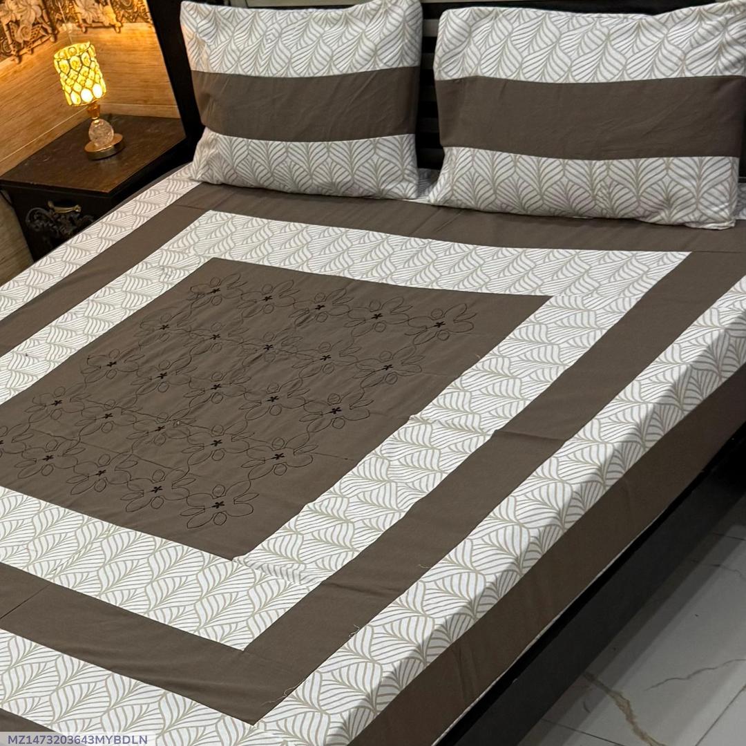 3 Pcs Cotton Sotton Patchwork Double Bedsheet