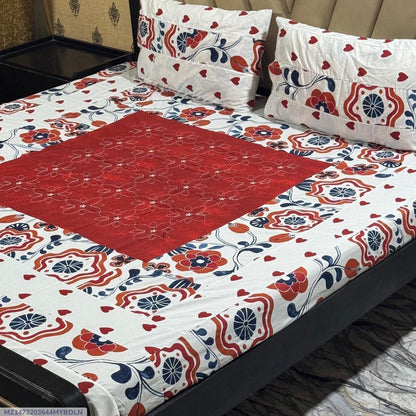 3 Pcs Cotton Sotton Patchwork Double Bedsheet