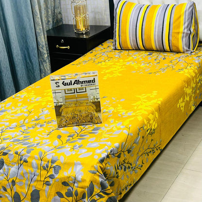 Mix Cotton Printed Bedsheet Set - 4 Pcs For Single Bed