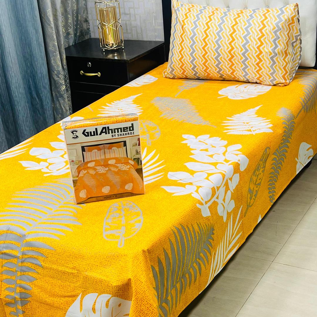 Mix Cotton Printed Bedsheet Set - 4 Pcs For Single Bed