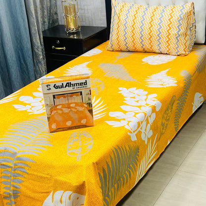 Mix Cotton Printed Bedsheet Set - 4 Pcs For Single Bed