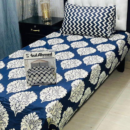 Mix Cotton Printed Bedsheet Set - 4 Pcs For Single Bed