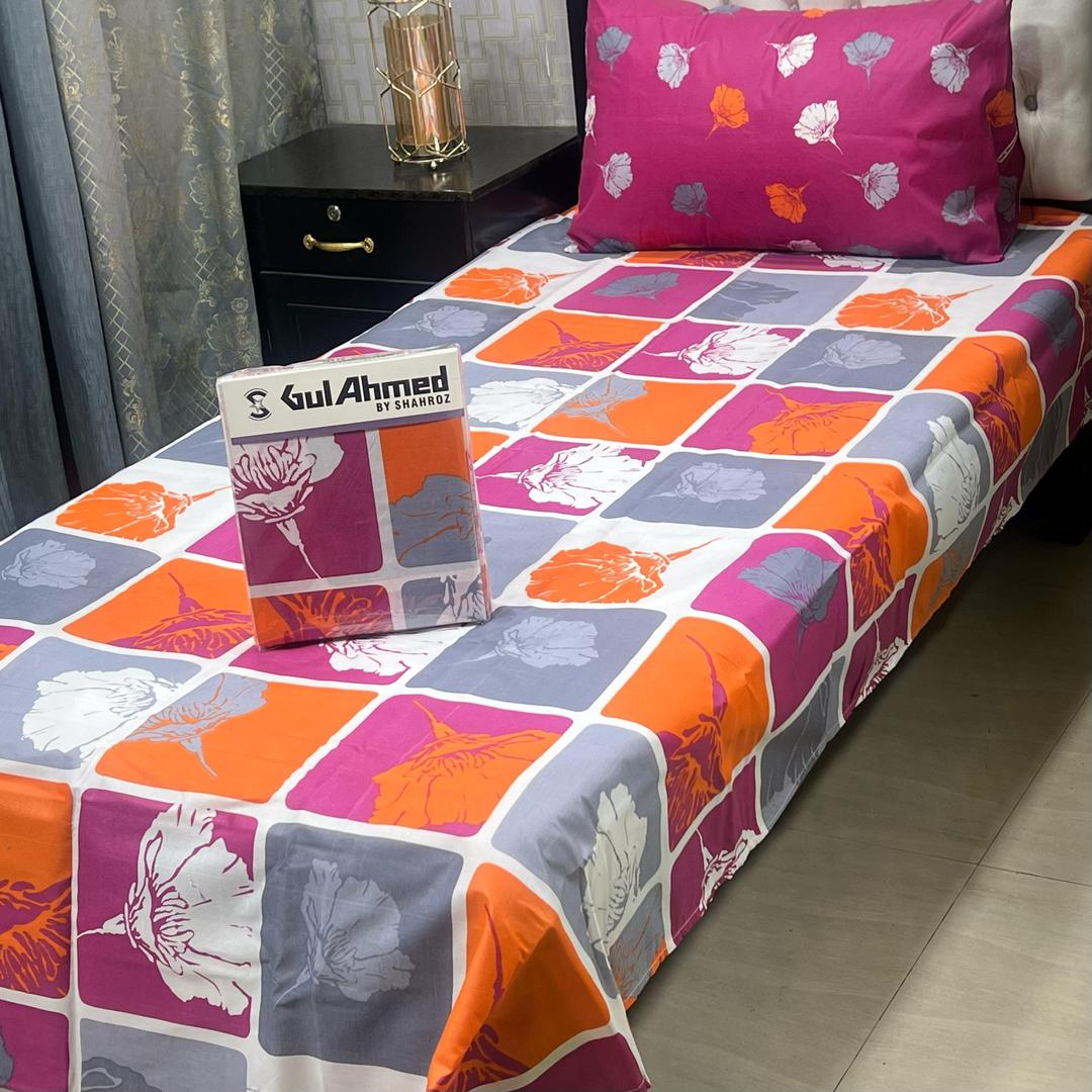 Mix Cotton Printed Bedsheet Set - 4 Pcs For Single Bed