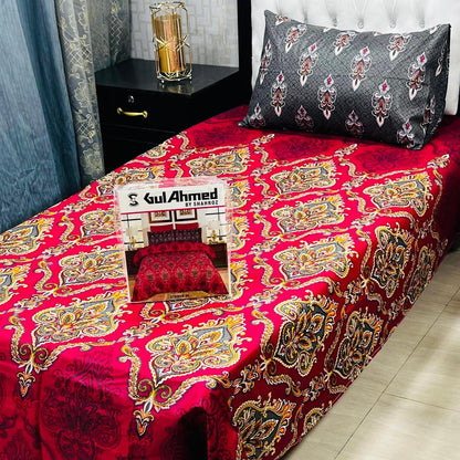 Mix Cotton Printed Bedsheet Set - 4 Pcs For Single Bed