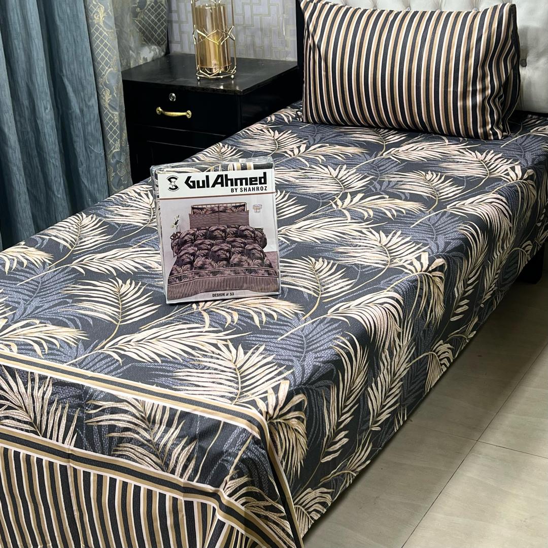Mix Cotton Printed Bedsheet Set - 4 Pcs For Single Bed