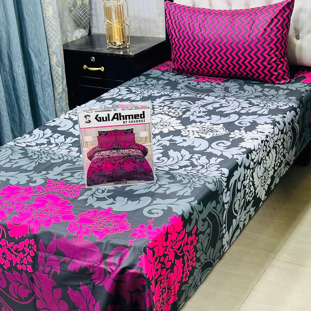 Mix Cotton Printed Bedsheet Set - 4 Pcs For Single Bed